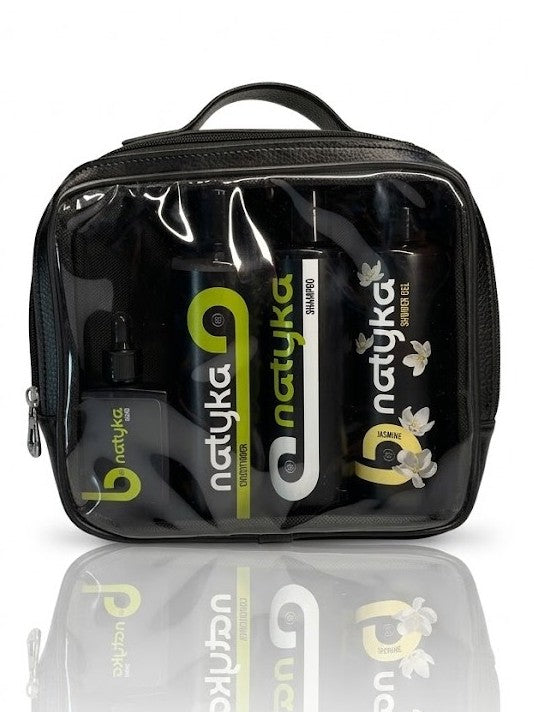 Pack Jasmin Natyka : shampoing, après-shampoing, sérum et gel douche